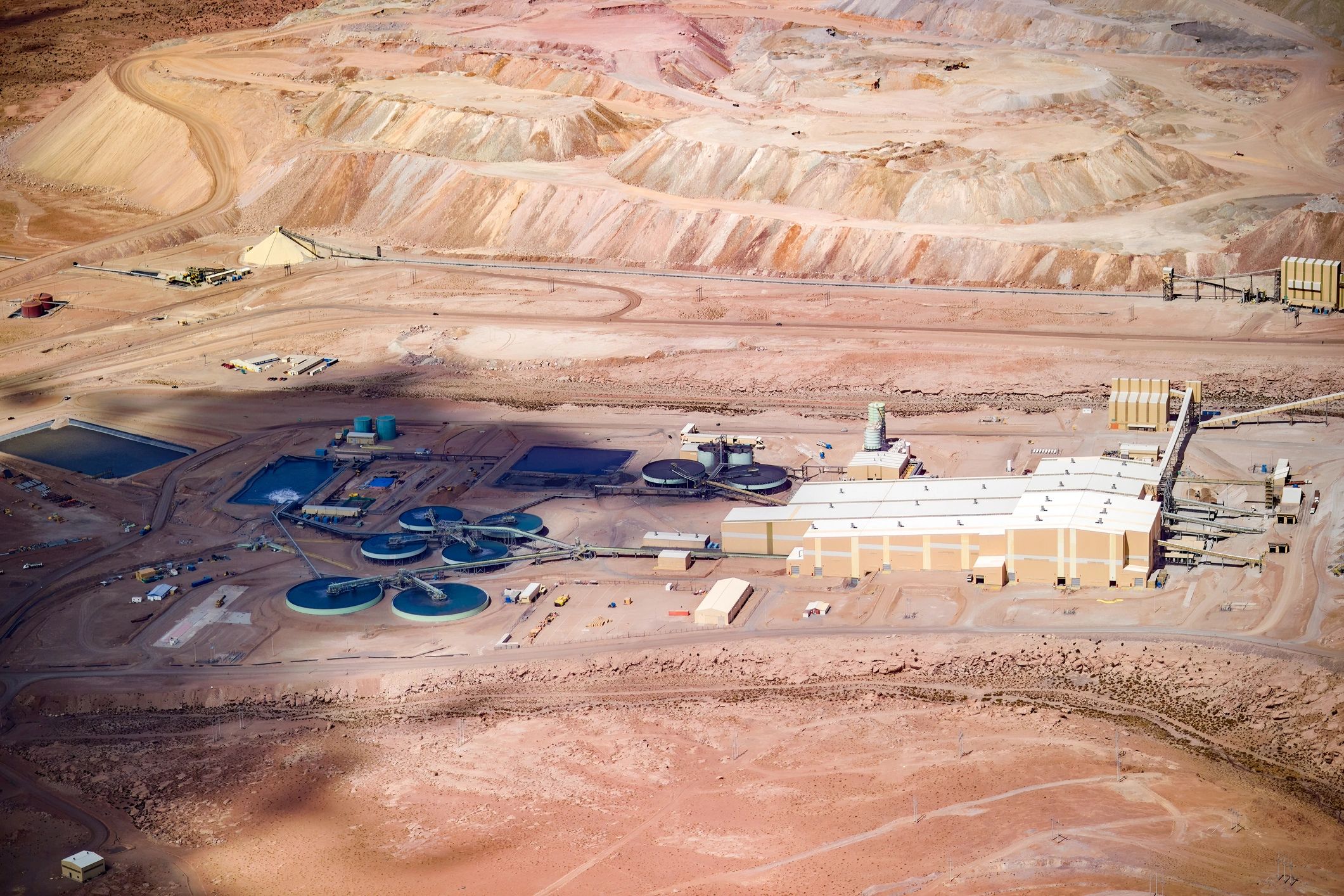 Open pit mine and processing plant